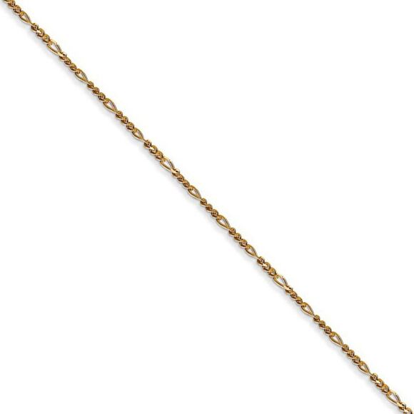 1.25mm, 14k Yellow Gold, Flat Figaro Chain Necklace, 22 Inch